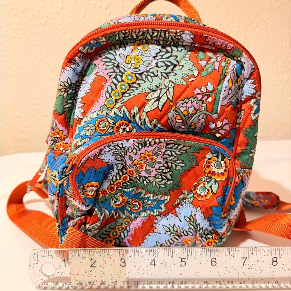 Vera Bradley Quilted Paisley Mini Backpack - Orange Floral